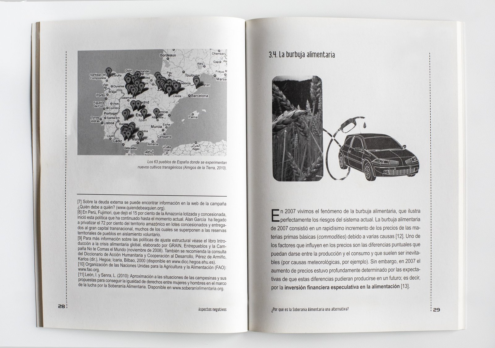 páginas interiores de ¿Por qué es la soberanía alimentaria una alternativa?, diseñado y maquetado por Alicia Rocha Novoa